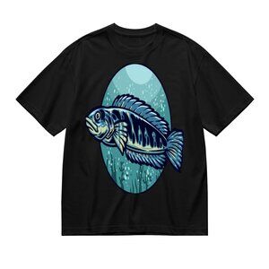 Brand New Black Graphic Fish Short Sleeve Tee
